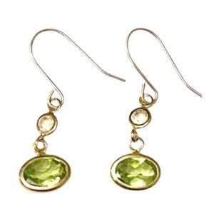 14k Diamond Peridot Dangle Earrings